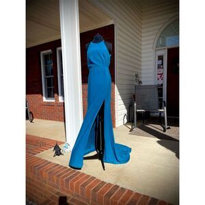 Sherri Hill Women's Size 8 Blue Sleeveless Maxi Dress Party Cocktail Formal prom